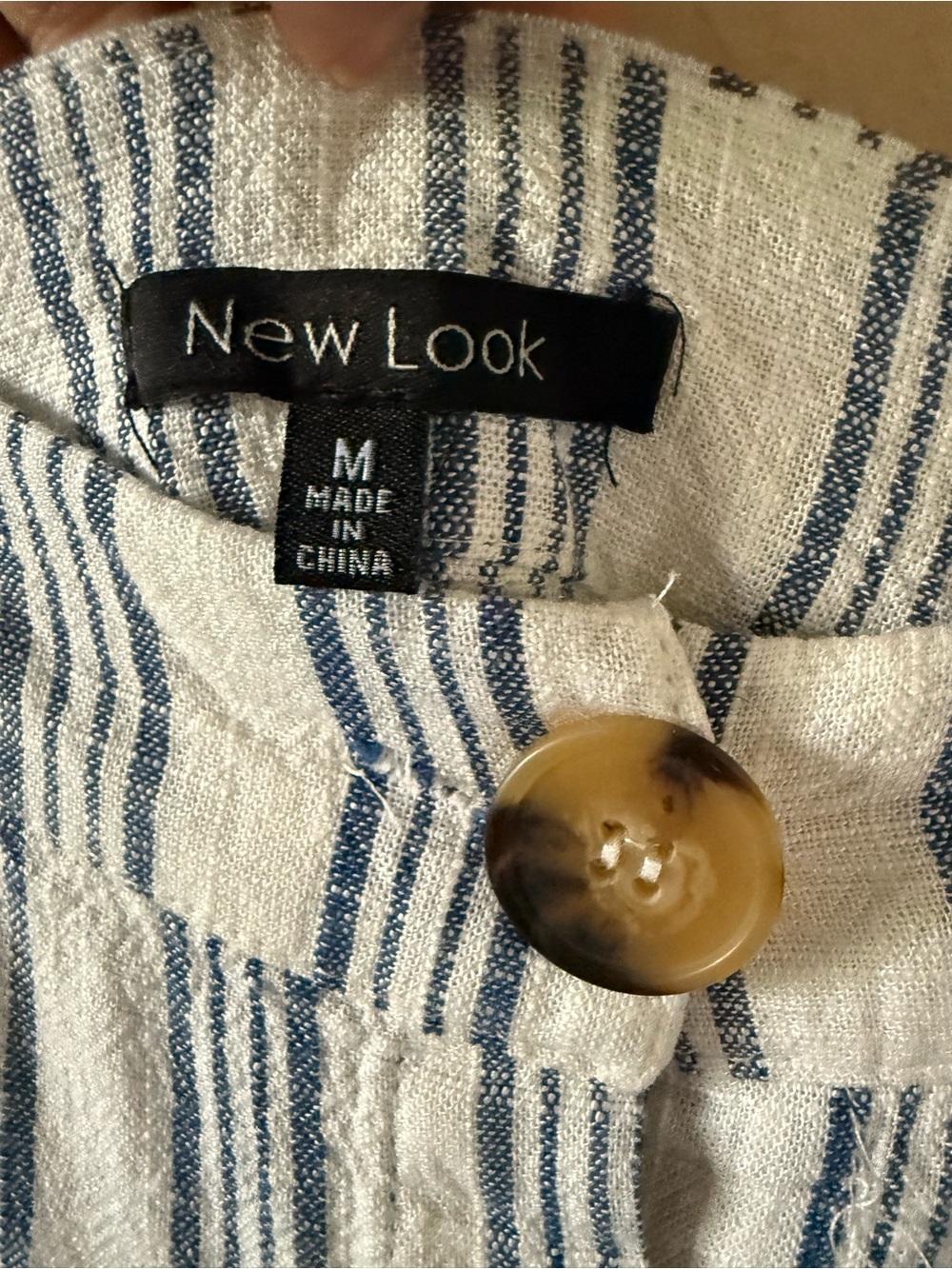 New Look White & Navy Vertical Stripe Button-Front Midi Skirt - Picture 4 of 6